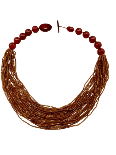 Collier Collier agathe hessonite rouge et bakélite 58 Facettes