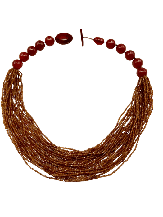 Collier Collier agathe hessonite rouge et bakélite 58 Facettes