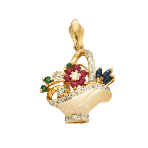 Pendentif PENDENTIF PANIER PIERRES PRECIEUSES & NACRE 58 Facettes BO/230038/