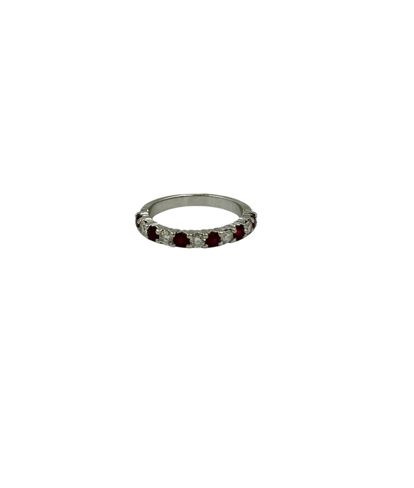 White gold wedding ring with ruby diamonds