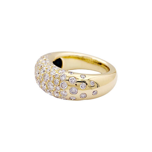 Bague 53 Chaumet Grains de Caviar - Bague jonc en or jaune et diamants 58 Facettes 34895