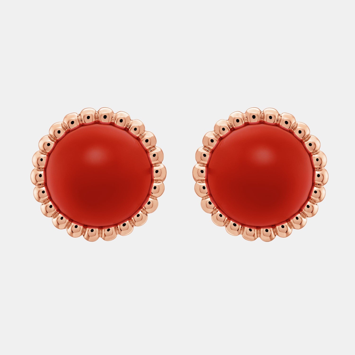 Boucles d'oreilles Perlée Or rose Cornaline 