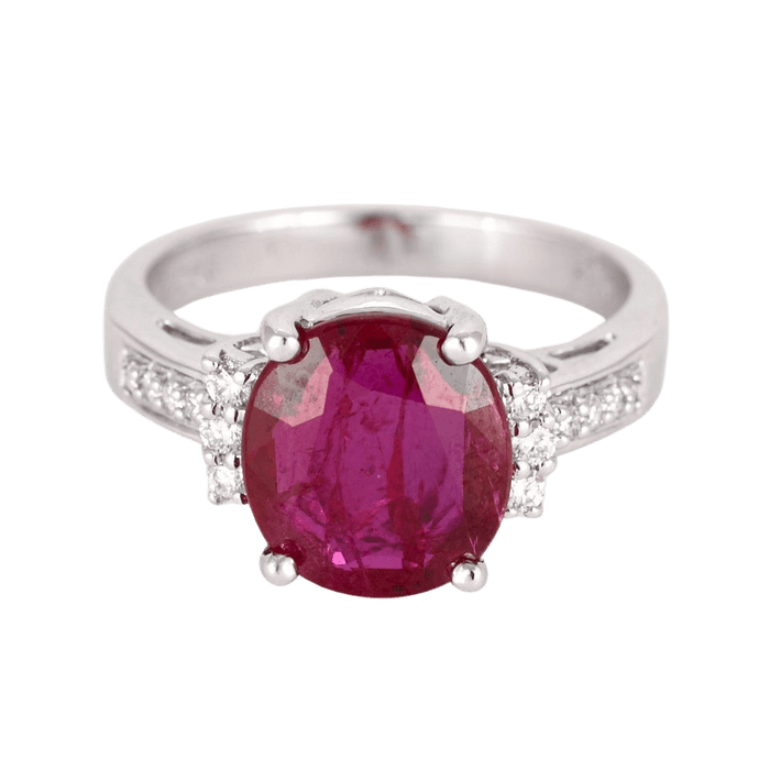 Bague 53 Bague or blanc, rubis et diamants 58 Facettes DV0671-20-53-2