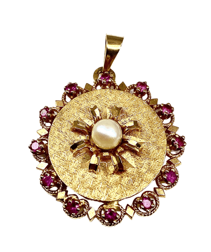 Pendentif Pendentif porte photo perle et pierres rouges 58 Facettes AB307