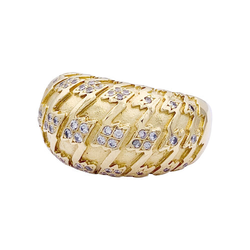 Bague 52 Dior Poulette - Bague bombée en or jaune sertie de diamants 58 Facettes 32983