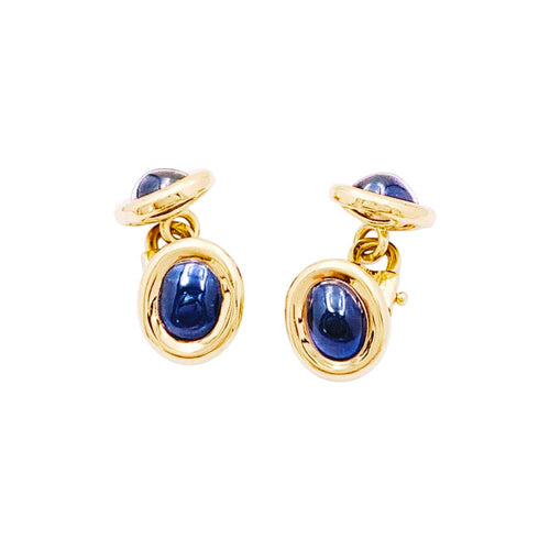Boutons de manchette Cartier - Boutons de manchette en or jaune et saphirs 58 Facettes 35240