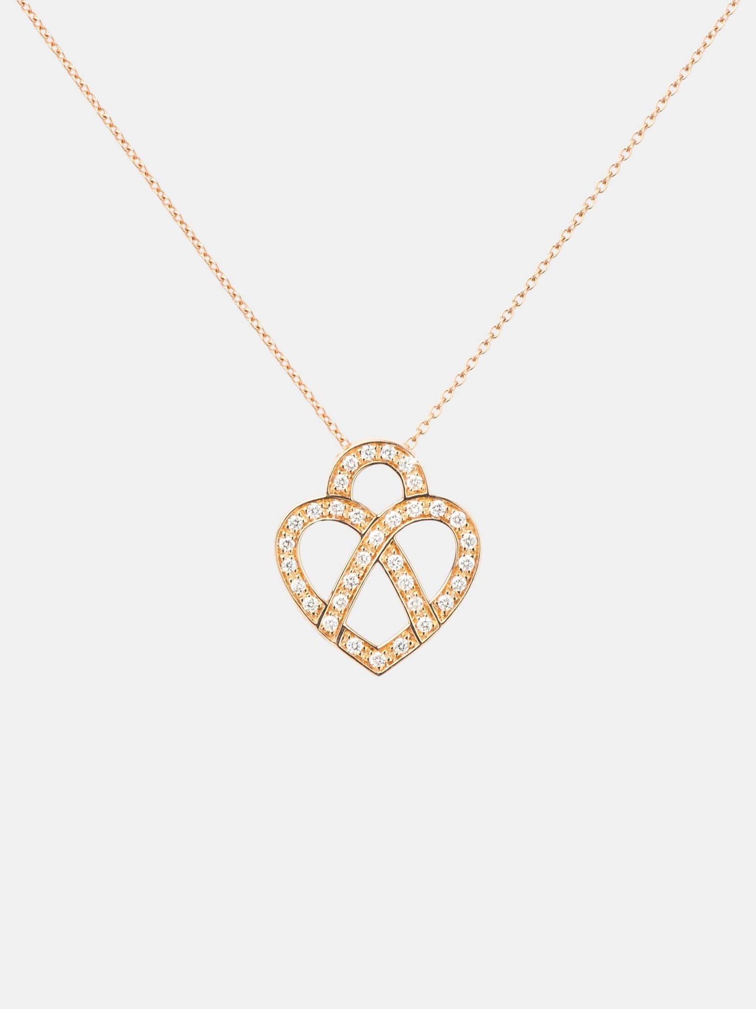 Collier Coeur Entrelacé Or rose Diamant 0.1ct