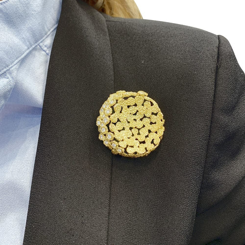 Broche Fred - Broche en or jaune 750 sertie de diamants 58 Facettes 32951