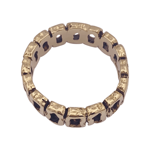 Bague 54 Bague vintage brutaliste ajourée en or jaune 18 carats 58 Facettes 34422