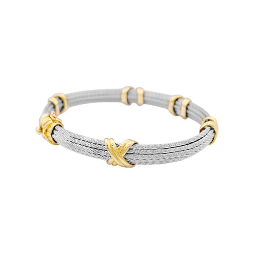 Bracelet Fred Force 10 - Bracelet en or jaune 750 et acier 58 Facettes 34854