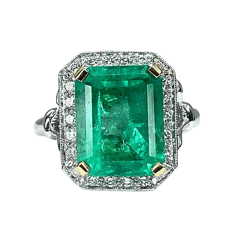 Bague 51 Bague émeraude 5,32 carats et diamants 58 Facettes AB303