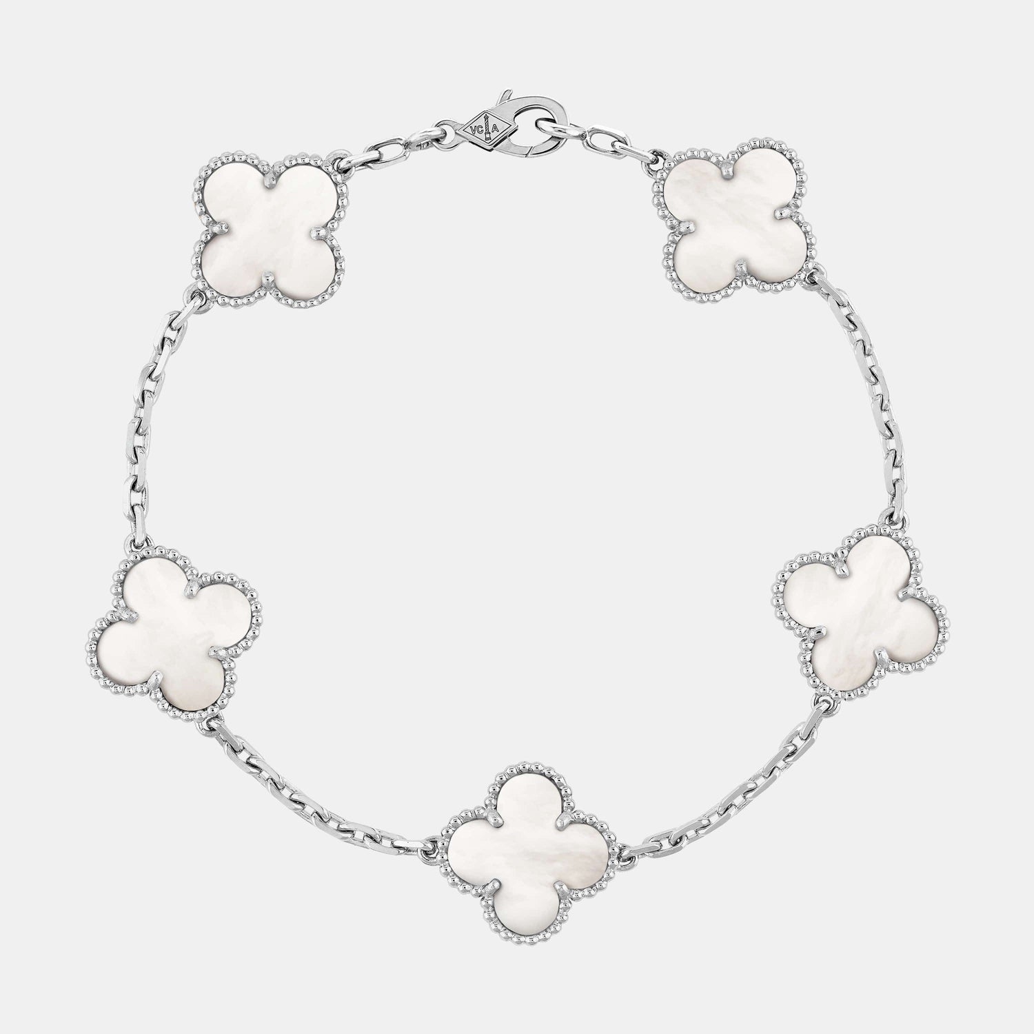 Bracelet Vintage Alhambra Or blanc Perle 