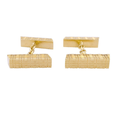 Boutons de manchette Hermès - Boutons de manchette en or jaune 750 guilloché 58 Facettes 33317