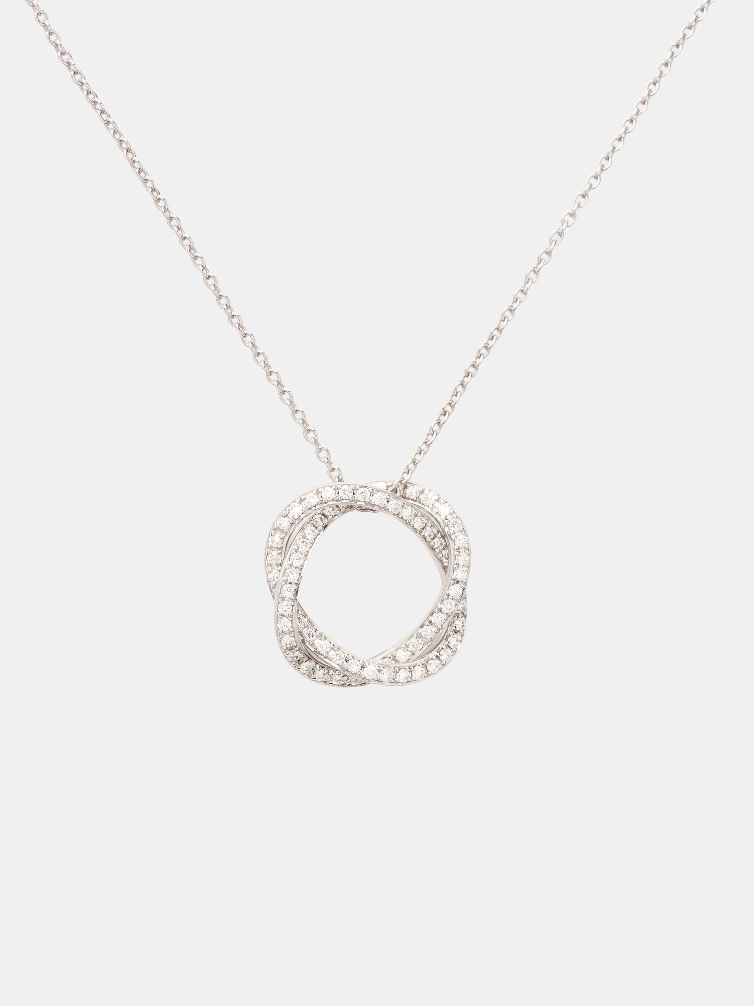 Collier Tresse Or blanc Diamant 0.2ct