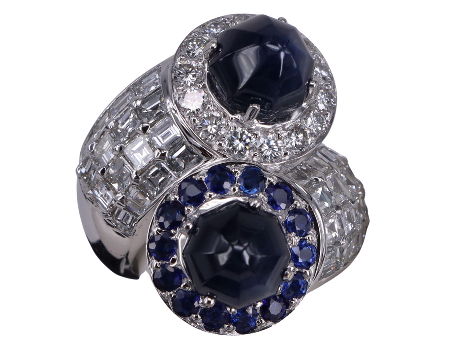 Toi & Moi Sapphires and Diamond statement white gold ring