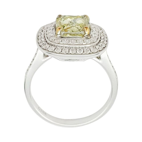 Bague 55 Bague en or blanc 750 sertie de diamants et diamant jaune 2 ct 58 Facettes 31972
