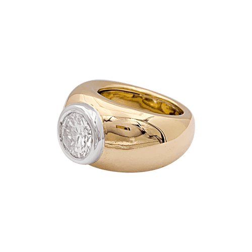 Bague 51 Bague jonc en or jaune et or blanc 750 avec diamant 2,02 ct 58 Facettes 34373