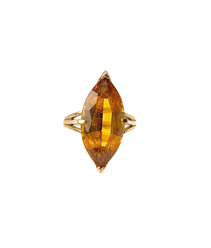 Bague 55 Bague cocktail or jaune citrine 58 Facettes