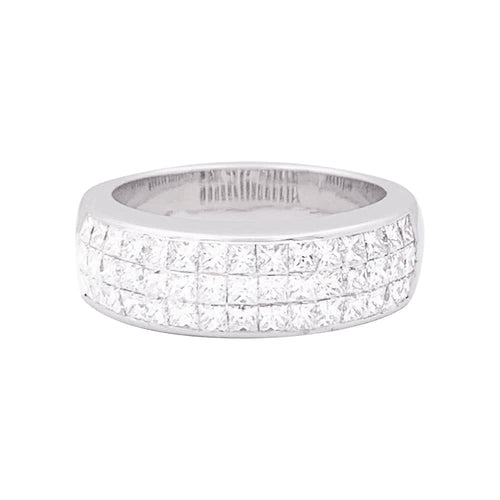 Bague 53 Bague jonc pavée en or blanc 750 et diamants princesse 58 Facettes 33993