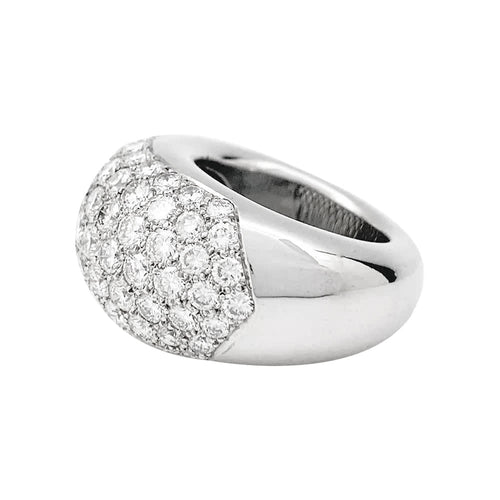 Bague 51 Bague jonc pavée de diamants en or blanc 750 58 Facettes 31229
