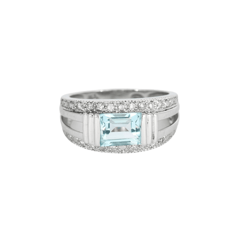 Bague 57.5 Bague topaze diamants or blanc 58 Facettes