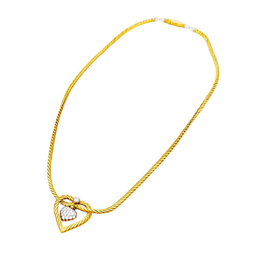 Collier Buccellati Valentina - Collier double cœur en or jaune et blanc, diamants 58 Facettes 35176