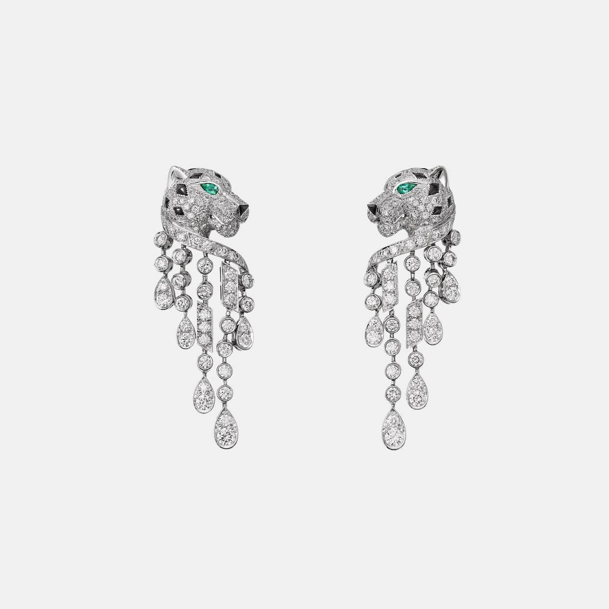 Boucles d'oreilles Panthère Or blanc Diamant