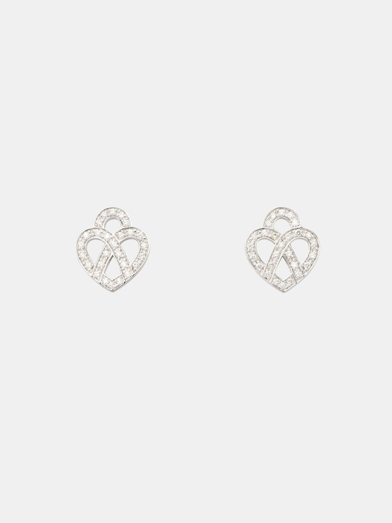 Boucles d'oreilles Coeur Entrelacé Or blanc Diamant 0.2ct