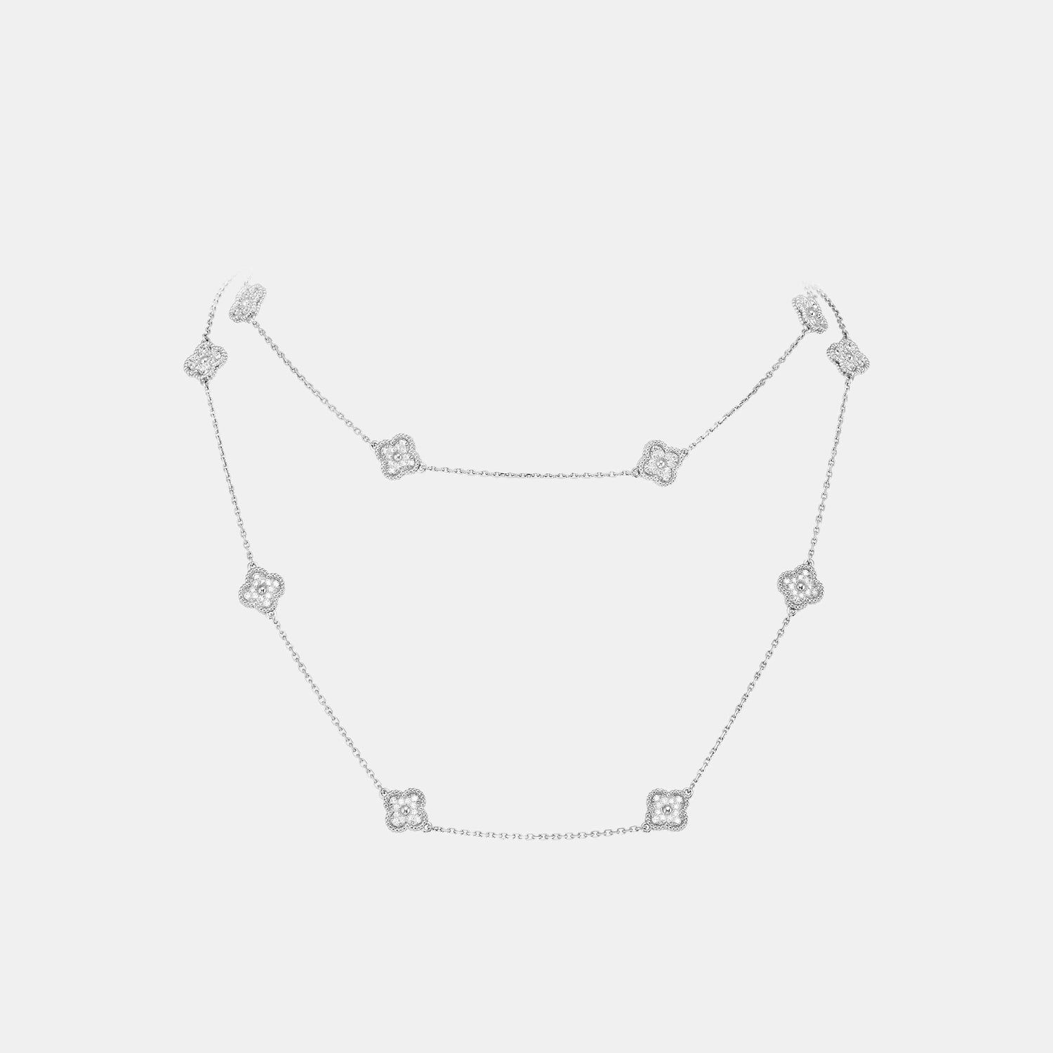 Collier Sweet Alhambra Or blanc Diamant 1.3ct 16 motif