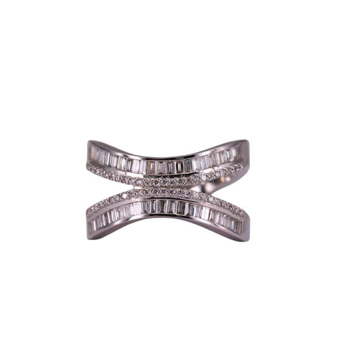 Bague Bague Or blanc et Diamants 58 Facettes RNG2496