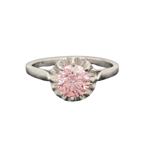 Bague Bague solitaire Platine et Diamant de synthèse rose 58 Facettes