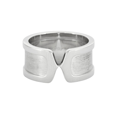 Bague 52 CARTIER - Bague double C or blanc 58 Facettes