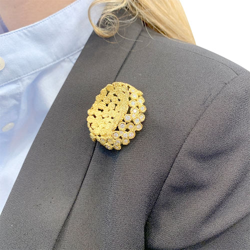 Broche Fred - Broche en or jaune 750 sertie de diamants 58 Facettes 32951