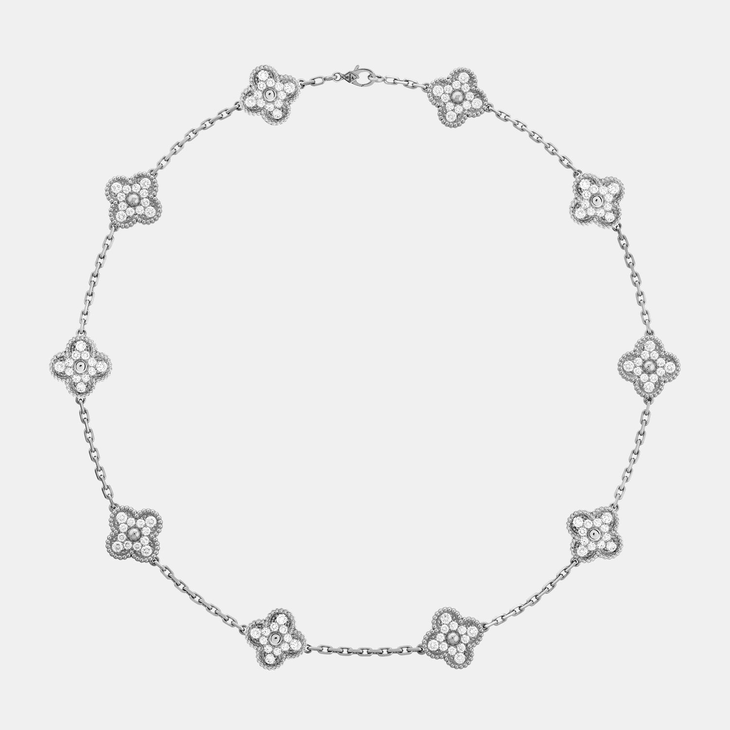 Collier Vintage Alhambra Or blanc Diamant 4.83ct 10 motifs