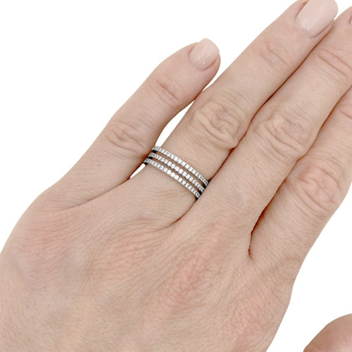Bague 50 Messika Gatsby - Bague 3 rangs en or blanc et diamants 58 Facettes 35330