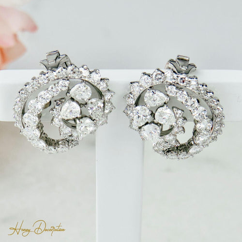 Boucles d'oreilles Boucles d’oreilles clip en platine 950 serties de diamants 5,60 ct 58 Facettes 1843