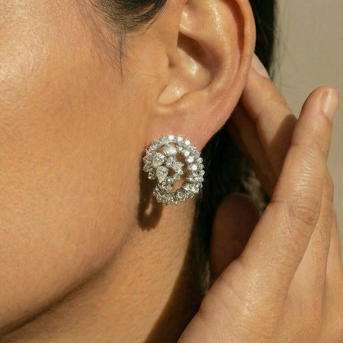 Boucles d'oreilles Boucles d’oreilles clip en platine 950 serties de diamants 5,60 ct 58 Facettes 1843