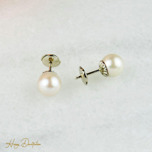 Обеци Ohrstecker - Перли от жълто злато 18K 58 Facettes 1949