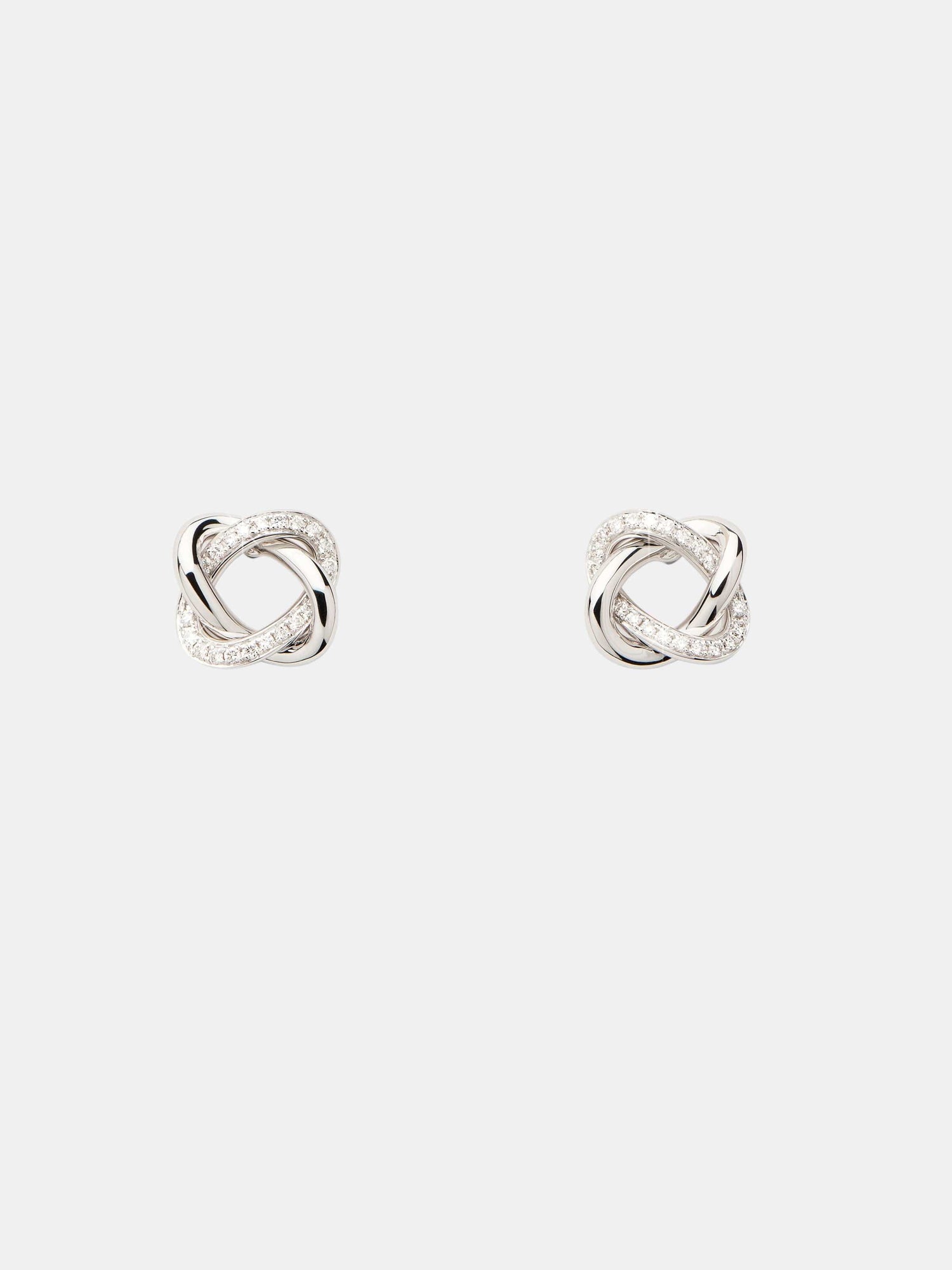 Boucles d'oreilles Tresse Or blanc Diamant 0.1ct