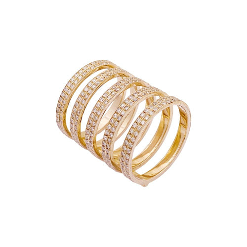 Bague 53 Repossi Berbère - Bague en or rose 750 pavée de diamants 58 Facettes 34863