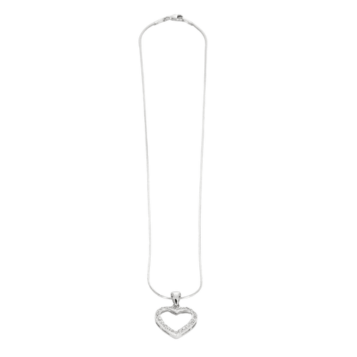 Pendentif Chaine et pendentif coeur en or gris 58 Facettes