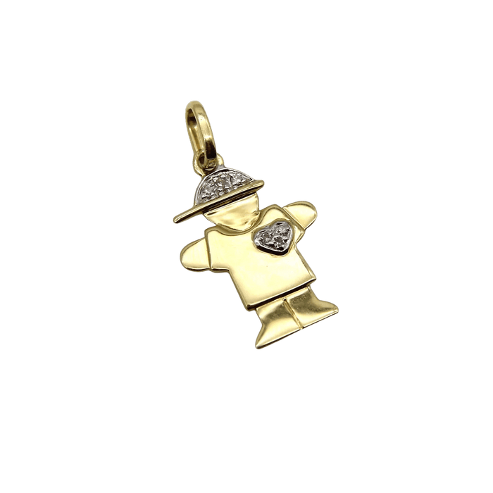 Pendentif Breloque enfant stylisée or et diamants 58 Facettes