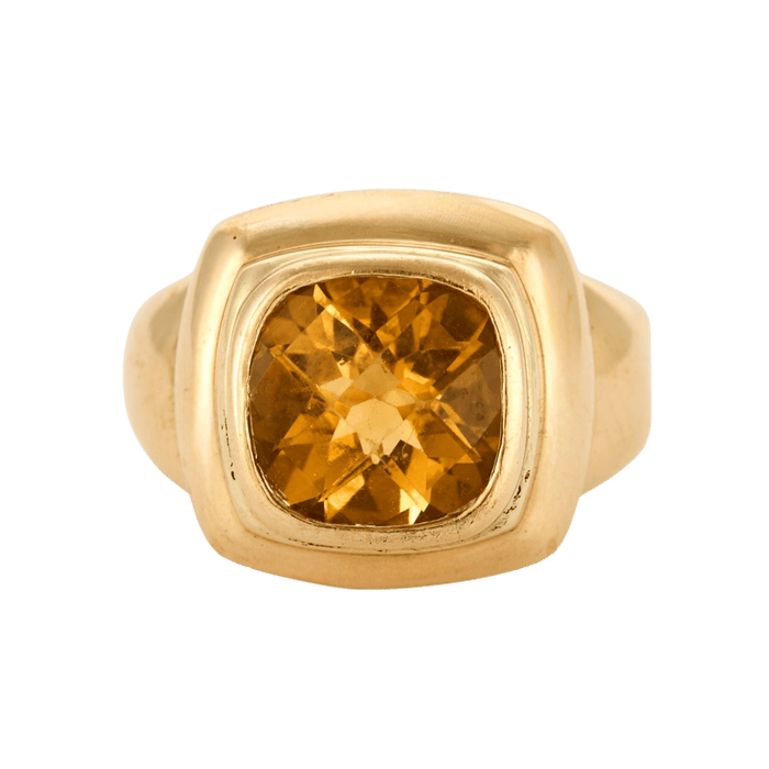 Bague 57 Bague en or jaune et citrine coussin 58 Facettes DV5199-7