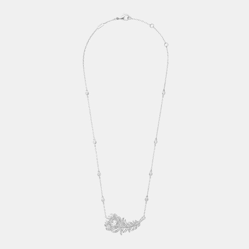 Pendentif Plume de Paon Or blanc Diamant 0.31ct