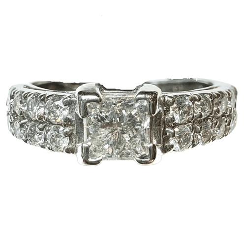 Bague 51 Bague Solitaire or blanc diamant Princesse 58 Facettes