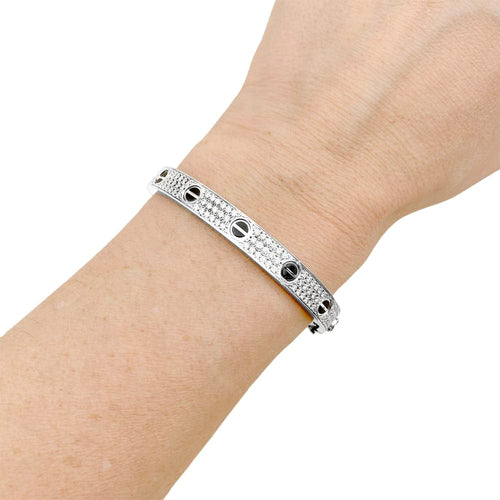Bracelet Cartier Love - Bracelet ouvrant en or blanc et diamants 58 Facettes 35238