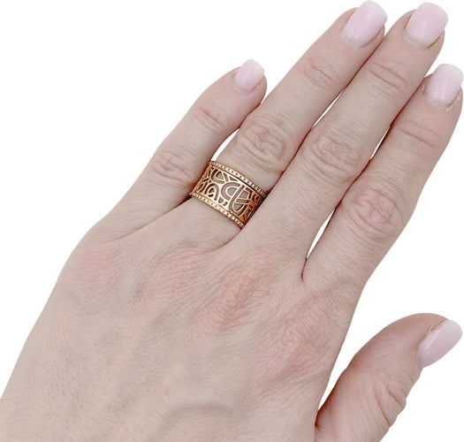 Bague 48 Poiray Cœur Fil - Bague bandeau en or rose et diamants 58 Facettes 35190