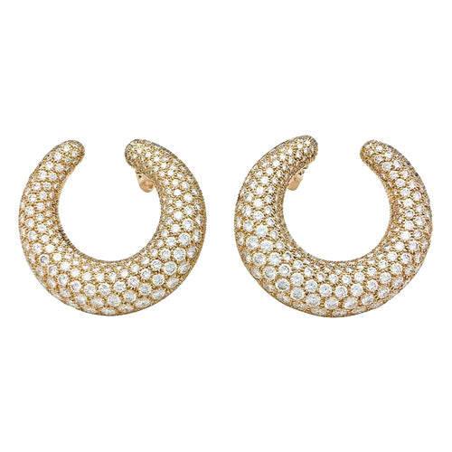 Boucles d'oreilles Cartier - Boucles d’oreilles créoles en or jaune 750 et diamants 58 Facettes 29012