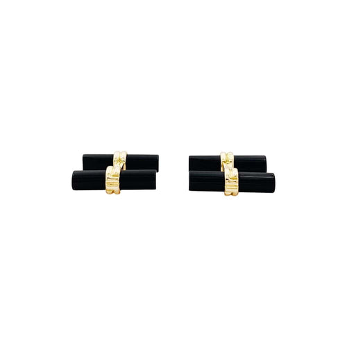 Boutons de manchette Boucheron - Boutons de manchette en or jaune et onyx 58 Facettes 35247