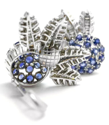 Boucles d'oreilles Boucles d'oreilles en or blanc, saphirs et diamants 58 Facettes 26303